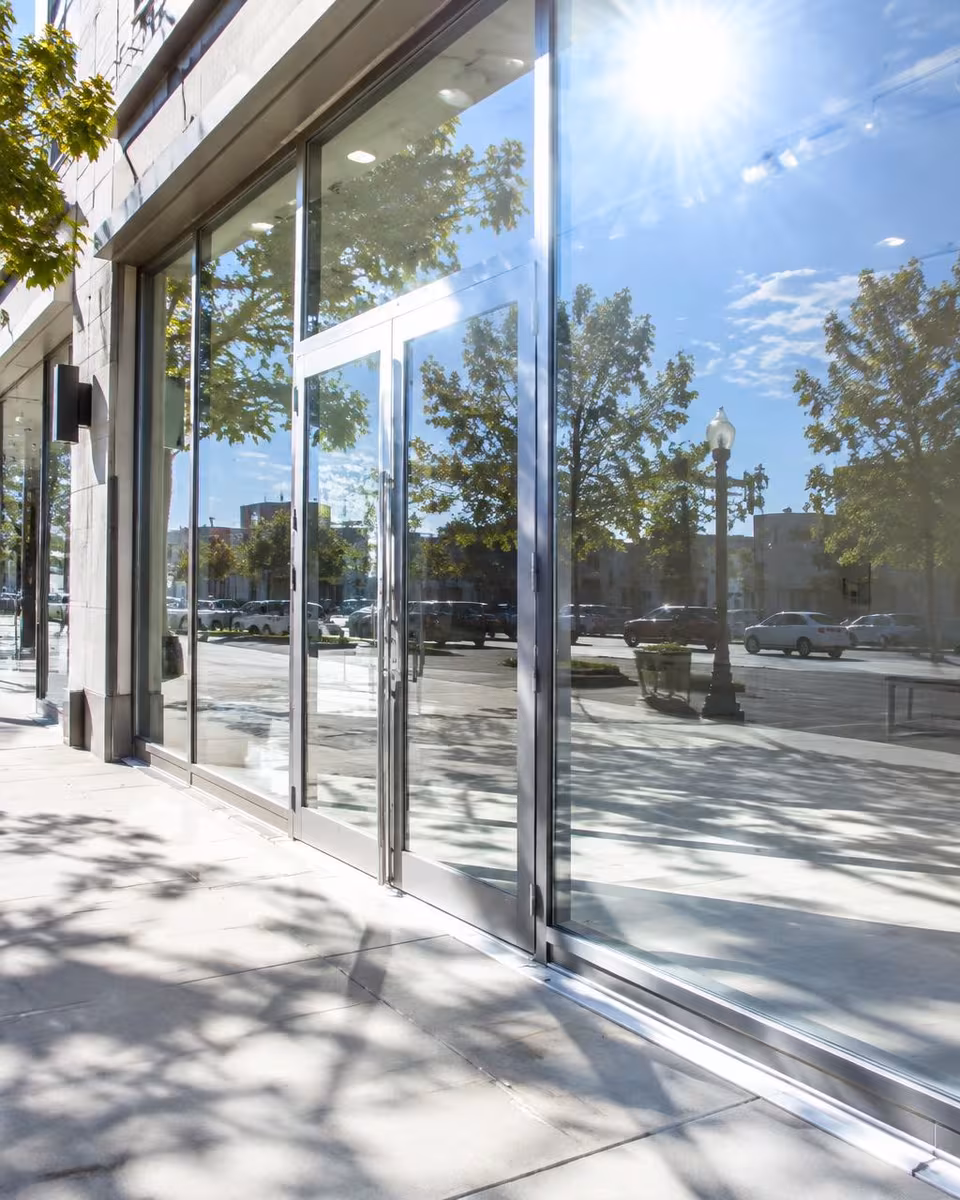 Retail storefront before window tint